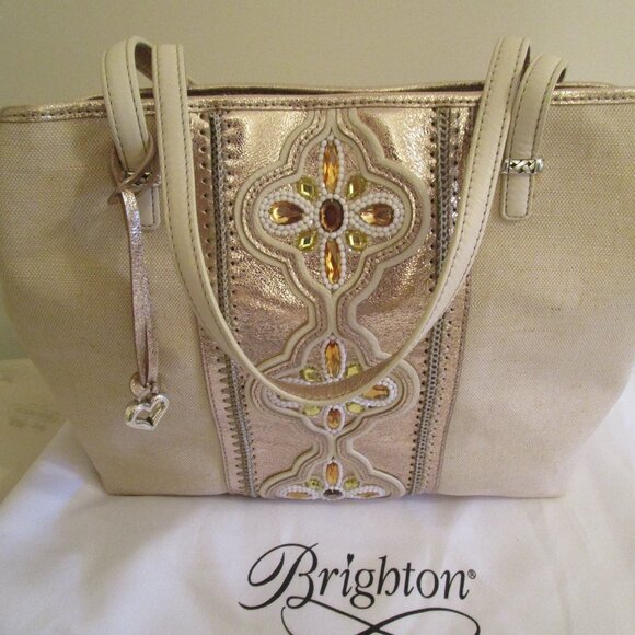 Brighton Yasmin Jeweled Canvas Tote - Picture 1 of 10